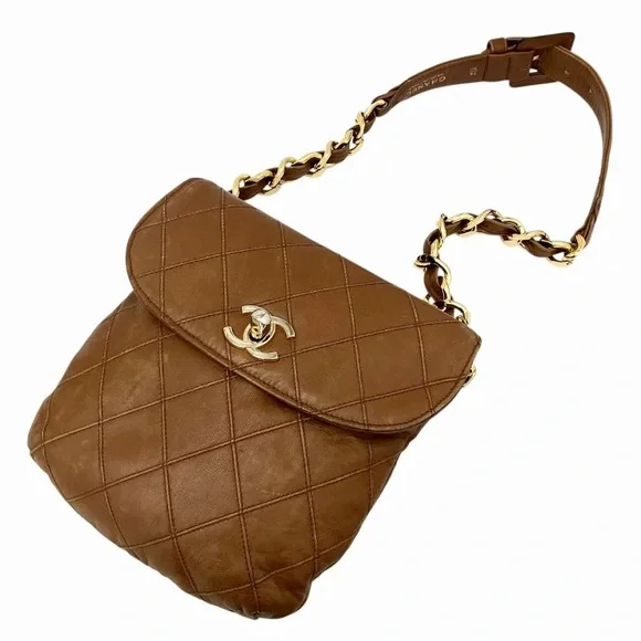 AUTHENTIC CHANEL mini wild stitch bum bag waist bag belt 75cm brown lambskin - Picture 4 of 12